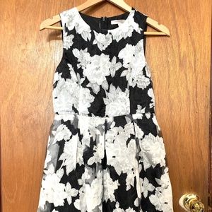 black and white fit and flare dress